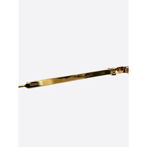 Cartier Green Lens Gold Titanium Frame Sunglasses